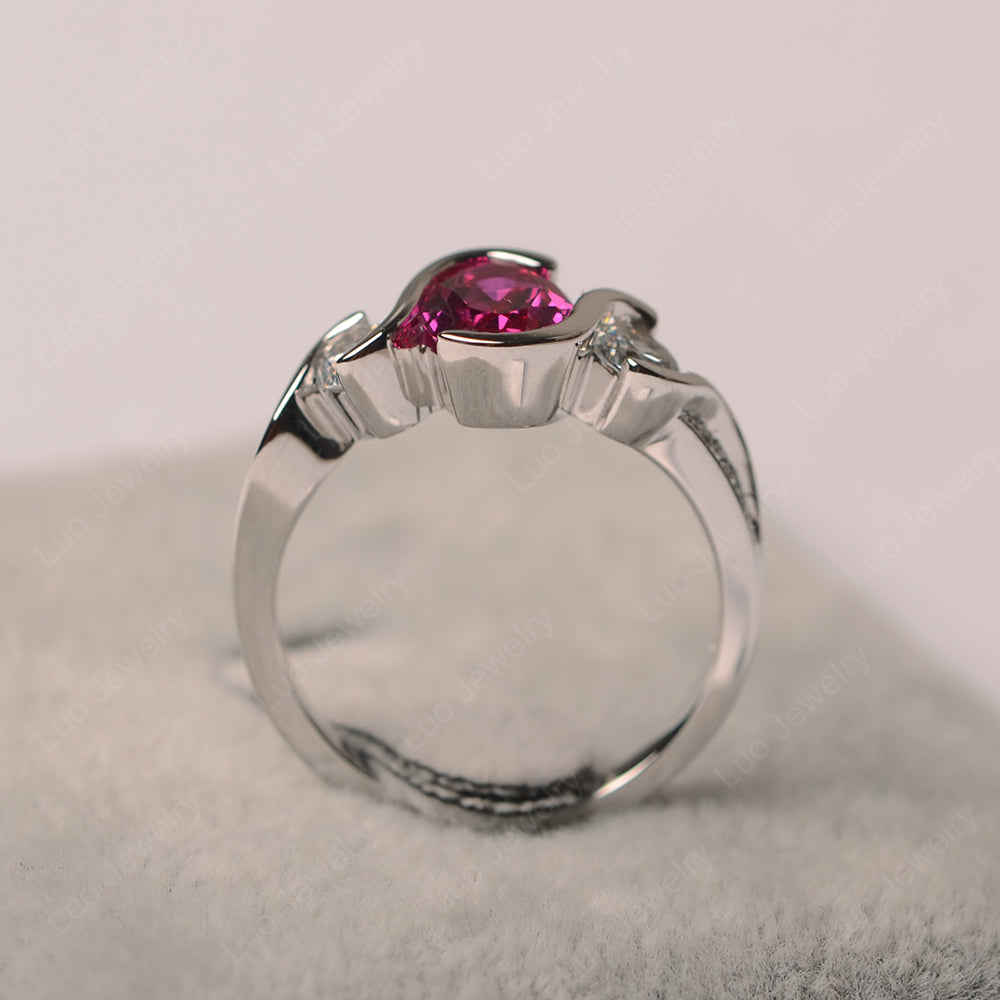 Oval Cut Ruby Bezel Set Ring Yellow Gold - LUO Jewelry