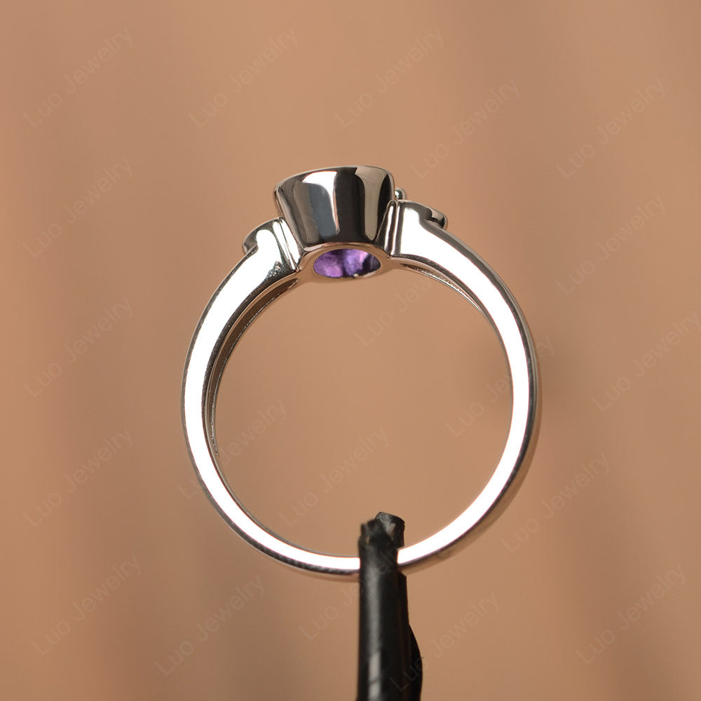Vintage Amethyst Ring Oval Bezel Set Ring - LUO Jewelry