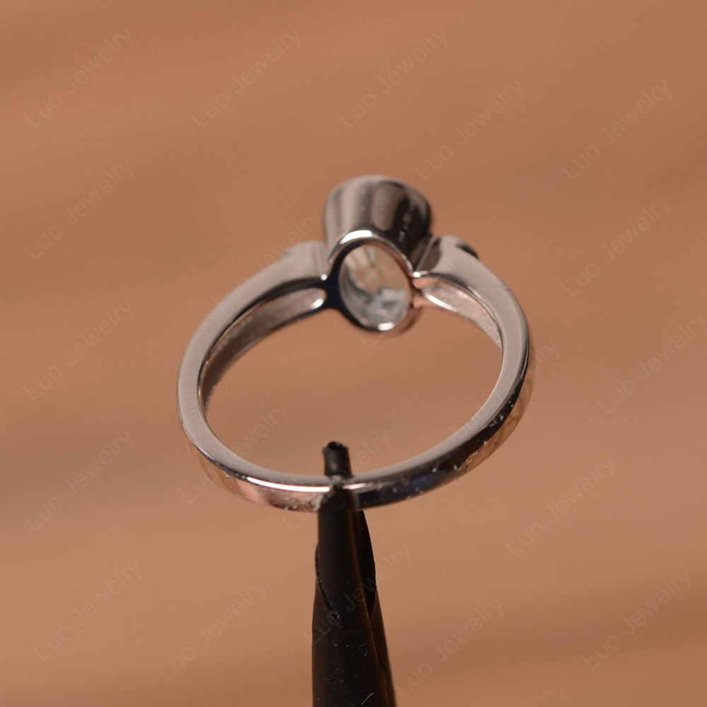 Vintage Aquamarine Ring Oval Bezel Set Ring - LUO Jewelry