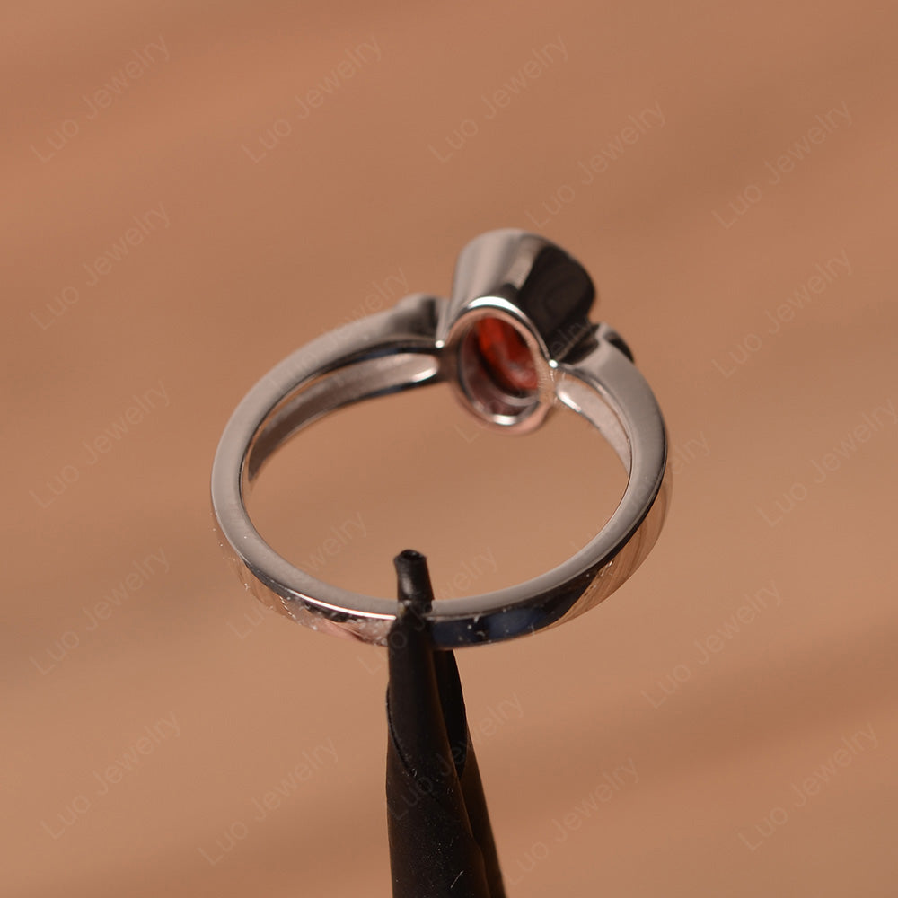 Vintage Garnet Ring Oval Bezel Set Ring - LUO Jewelry