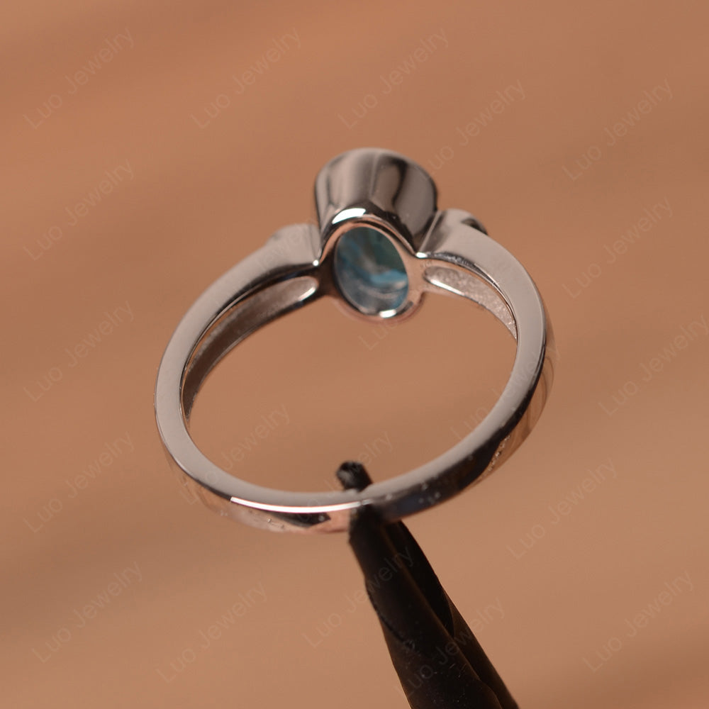 Vintage London Blue Topaz Ring Oval Bezel Set Ring - LUO Jewelry