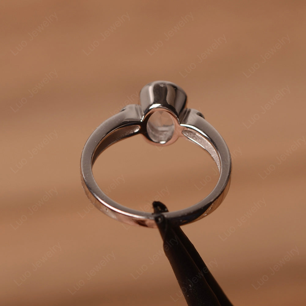 Vintage Rose Quartz Ring Oval Bezel Set Ring - LUO Jewelry