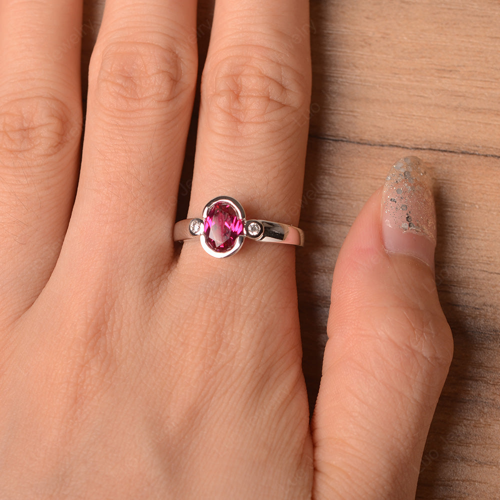 Vintage Ruby Ring Oval Bezel Set Ring - LUO Jewelry