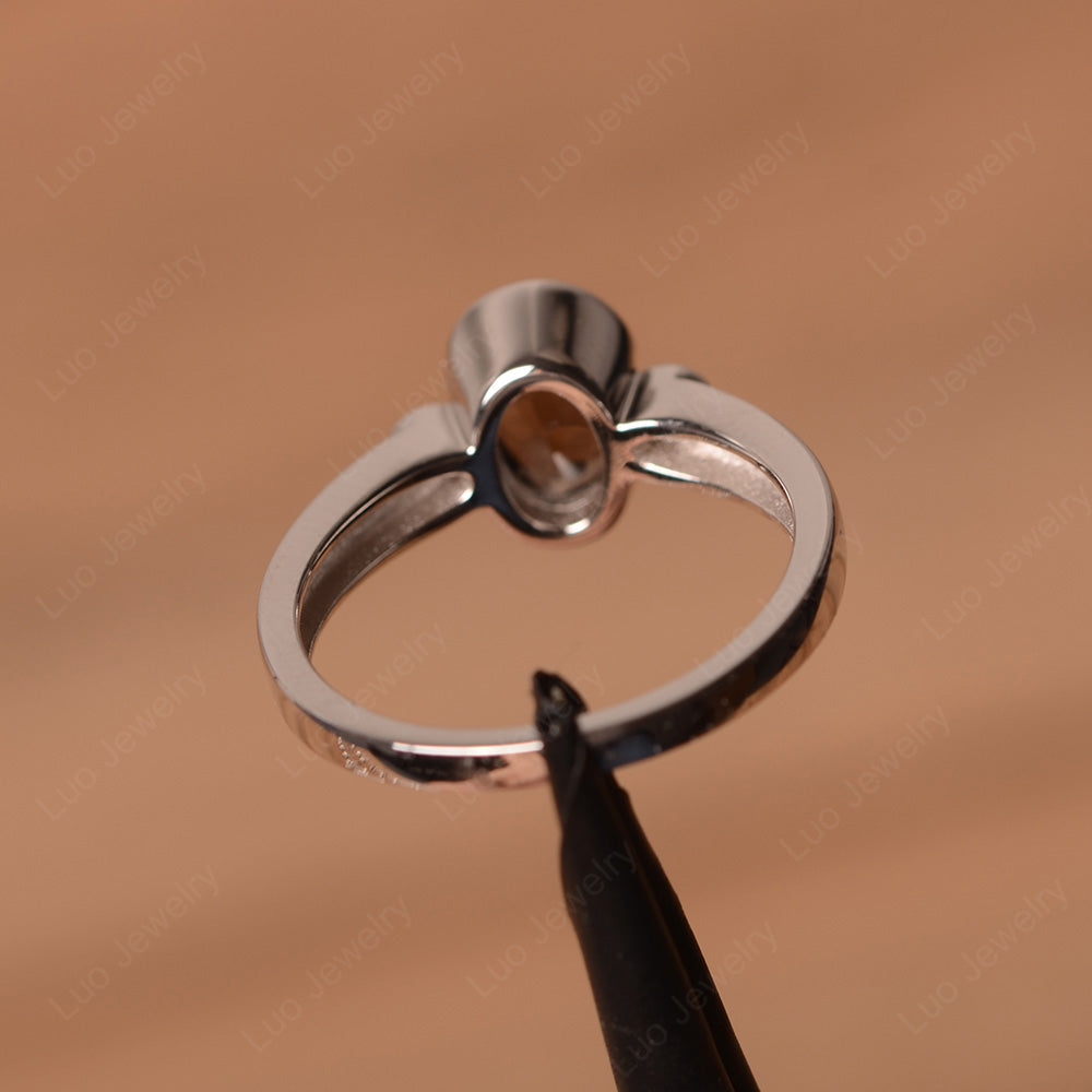 Vintage Smoky Quartz  Ring Oval Bezel Set Ring - LUO Jewelry