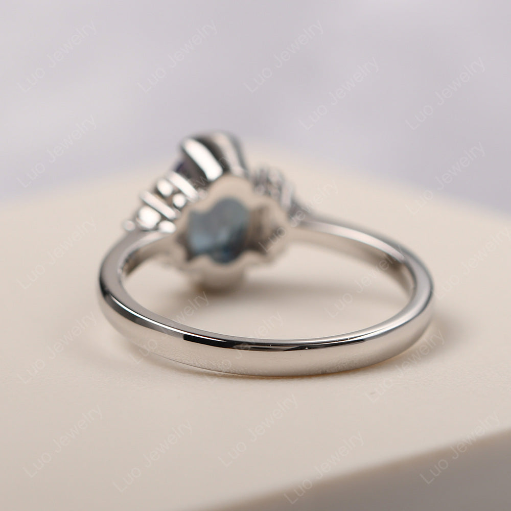 Oval Half Bezel Set Alexandrite Engagement Ring - LUO Jewelry