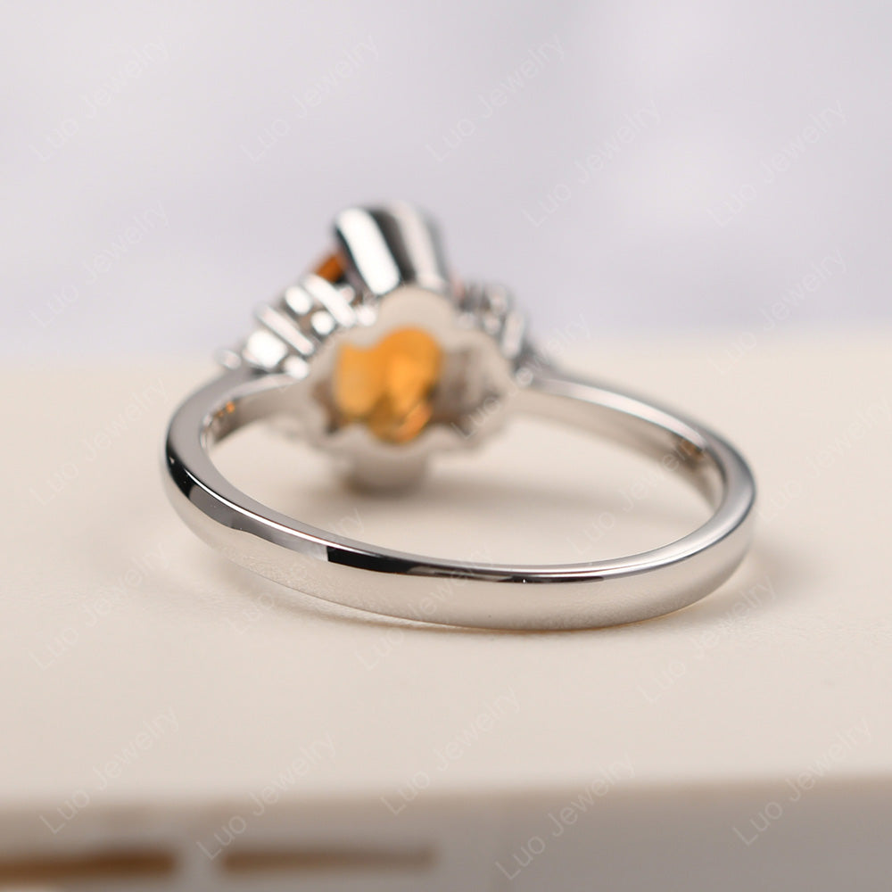 Oval Half Bezel Set Citrine Engagement Ring - LUO Jewelry