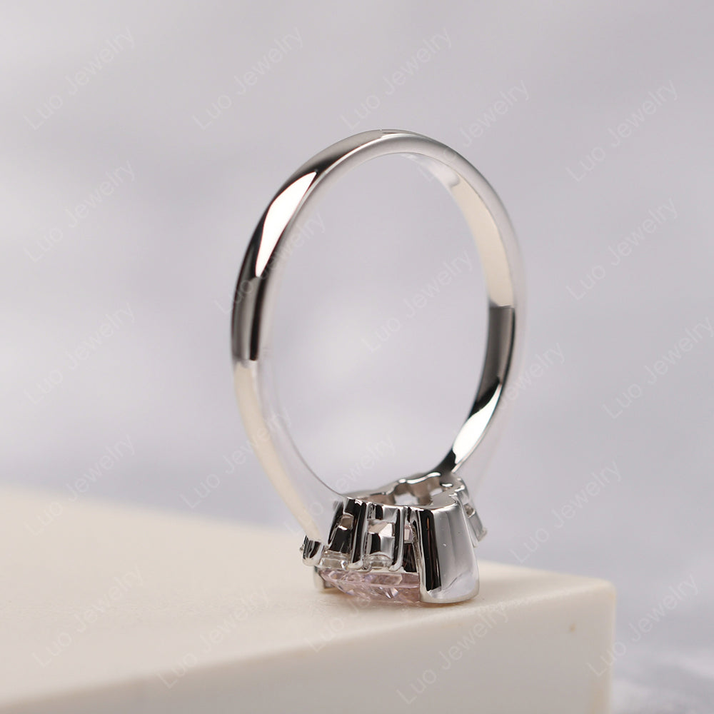 Oval Half Bezel Set Cubic Zirconia Engagement Ring - LUO Jewelry