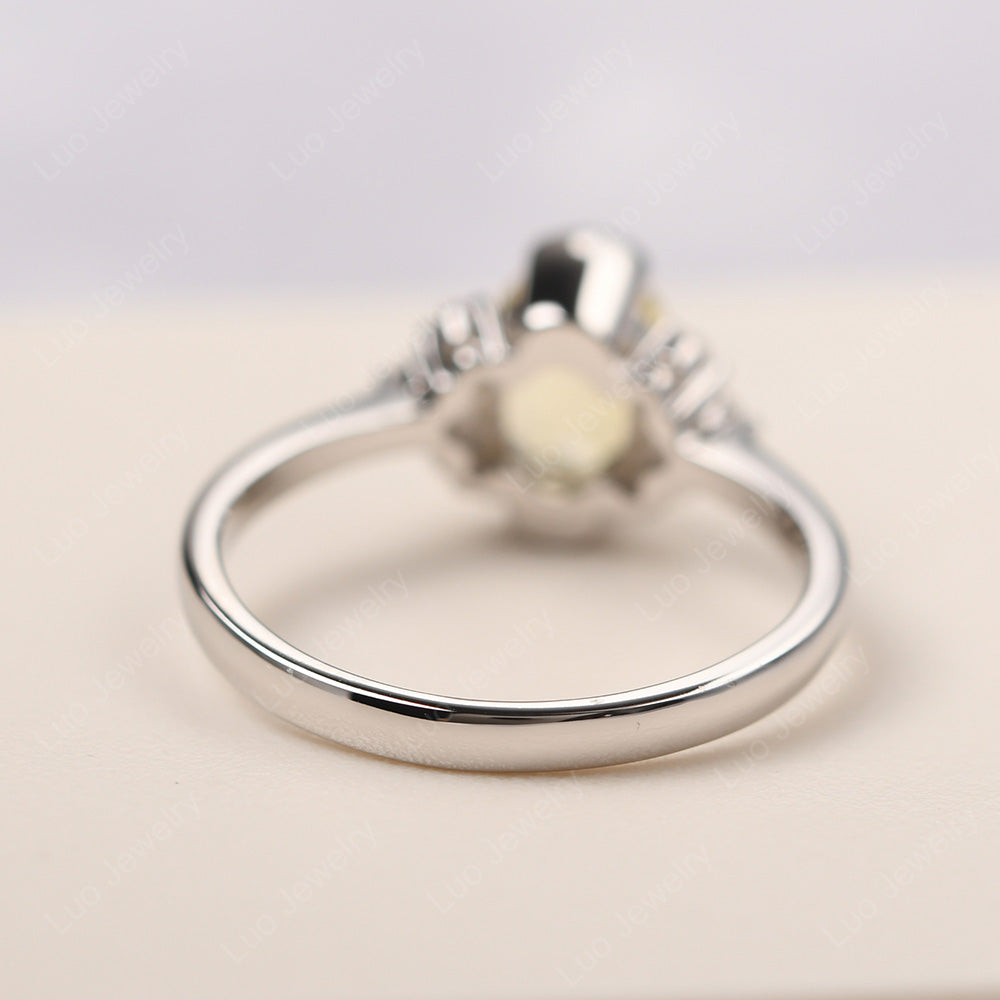 Oval Half Bezel Set Lemon Quartz Engagement Ring - LUO Jewelry
