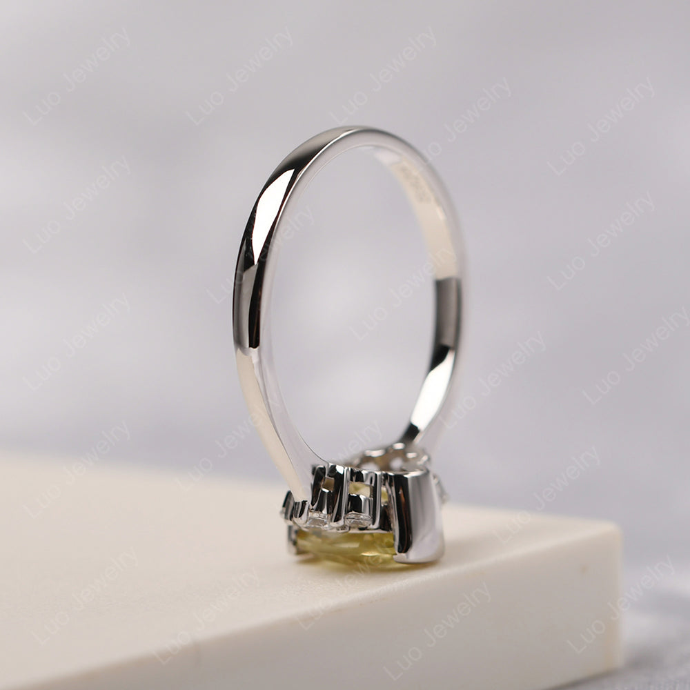 Oval Half Bezel Set Lemon Quartz Engagement Ring - LUO Jewelry