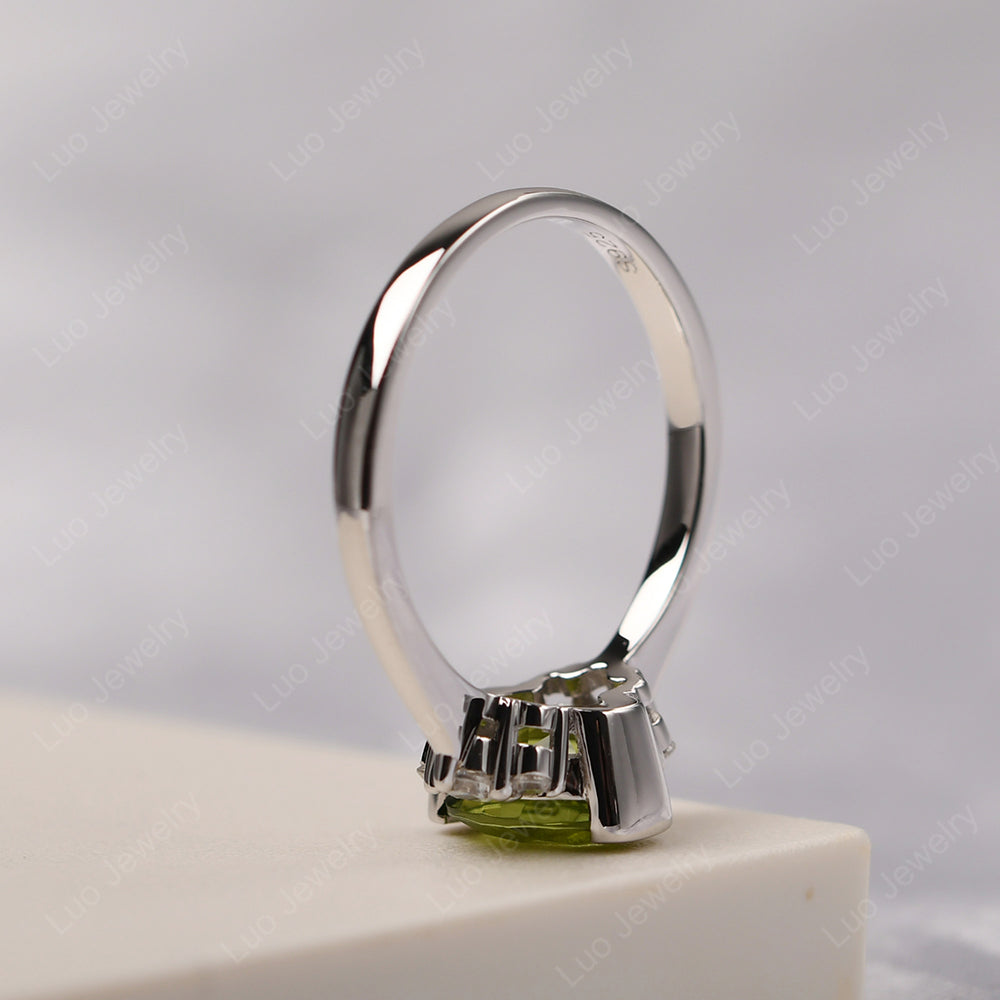 Oval Half Bezel Set Peridot Engagement Ring - LUO Jewelry