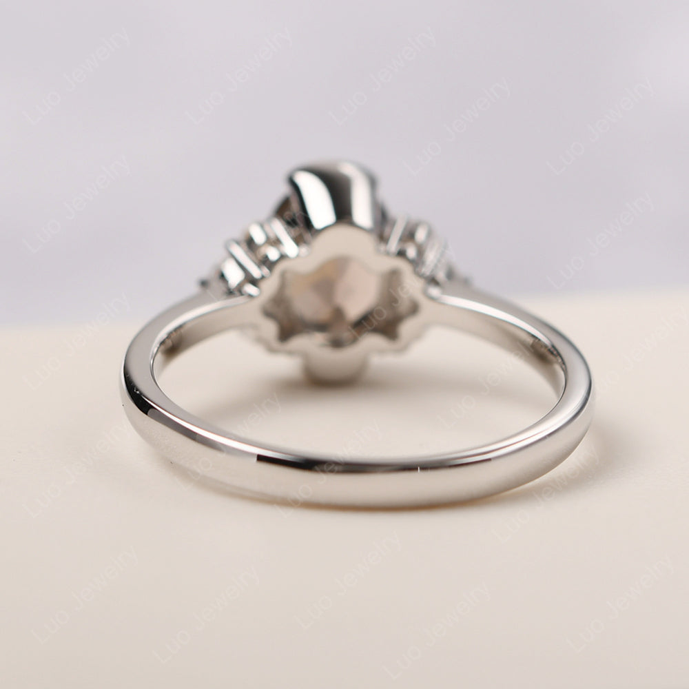 Oval Half Bezel Set Smoky Quartz  Engagement Ring - LUO Jewelry