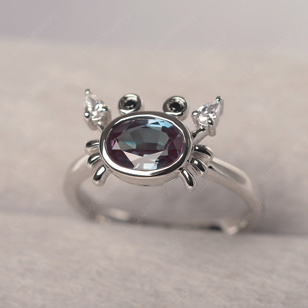 Crab Alexandrite Engagement Ring Sterling Silver - LUO Jewelry