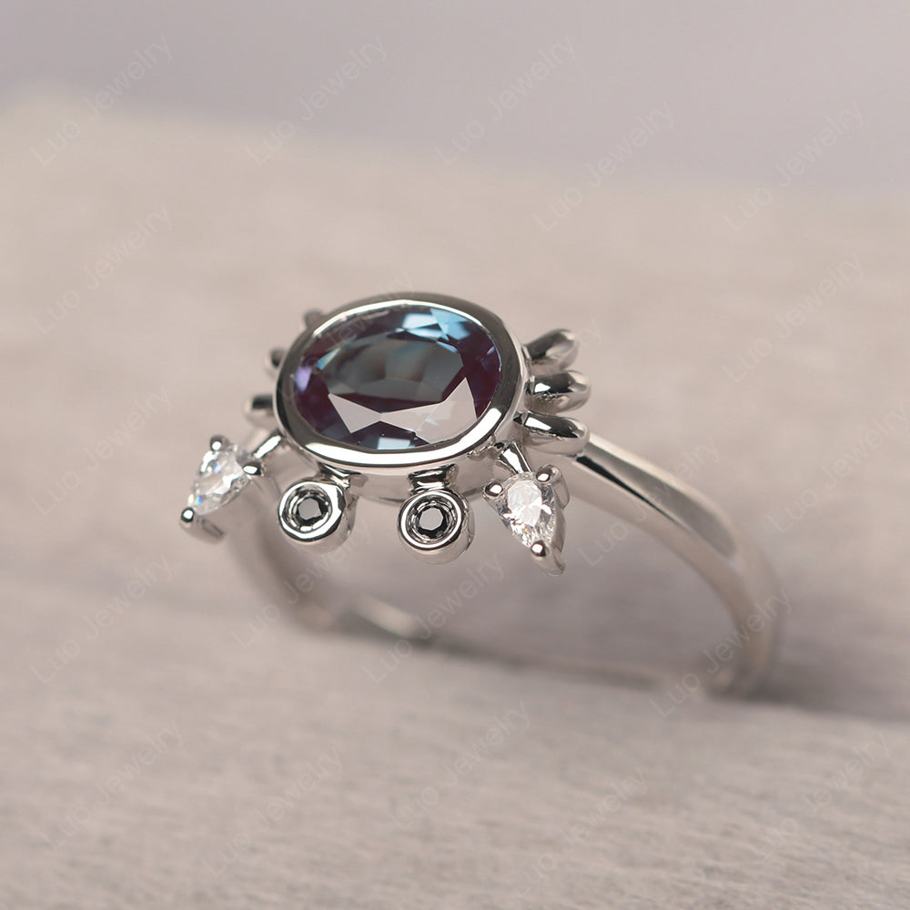 Crab Alexandrite Engagement Ring Sterling Silver - LUO Jewelry