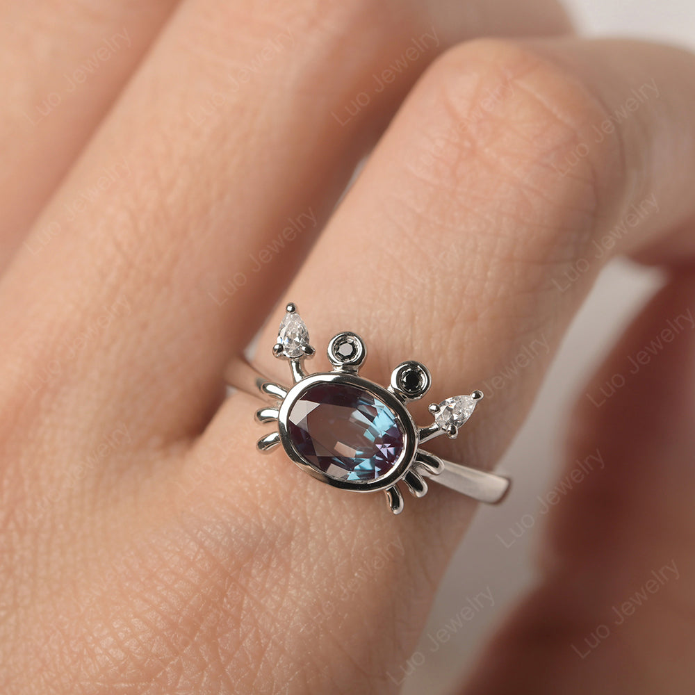 Crab Alexandrite Engagement Ring Sterling Silver - LUO Jewelry