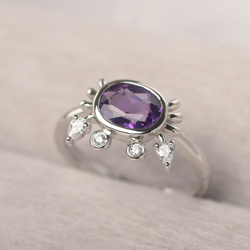 Crab Amethyst Engagement Ring Sterling Silver - LUO Jewelry