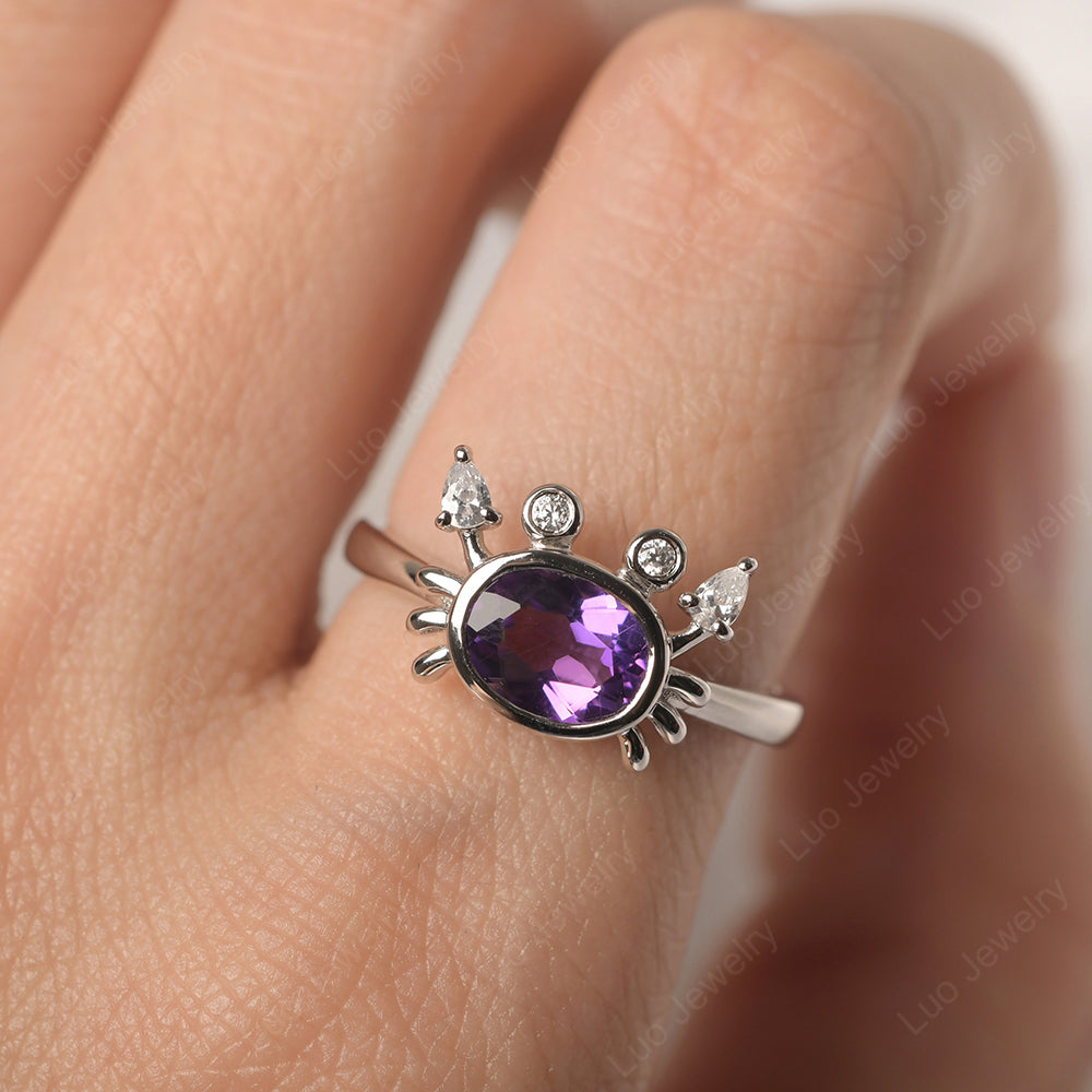 Crab Amethyst Engagement Ring Sterling Silver - LUO Jewelry
