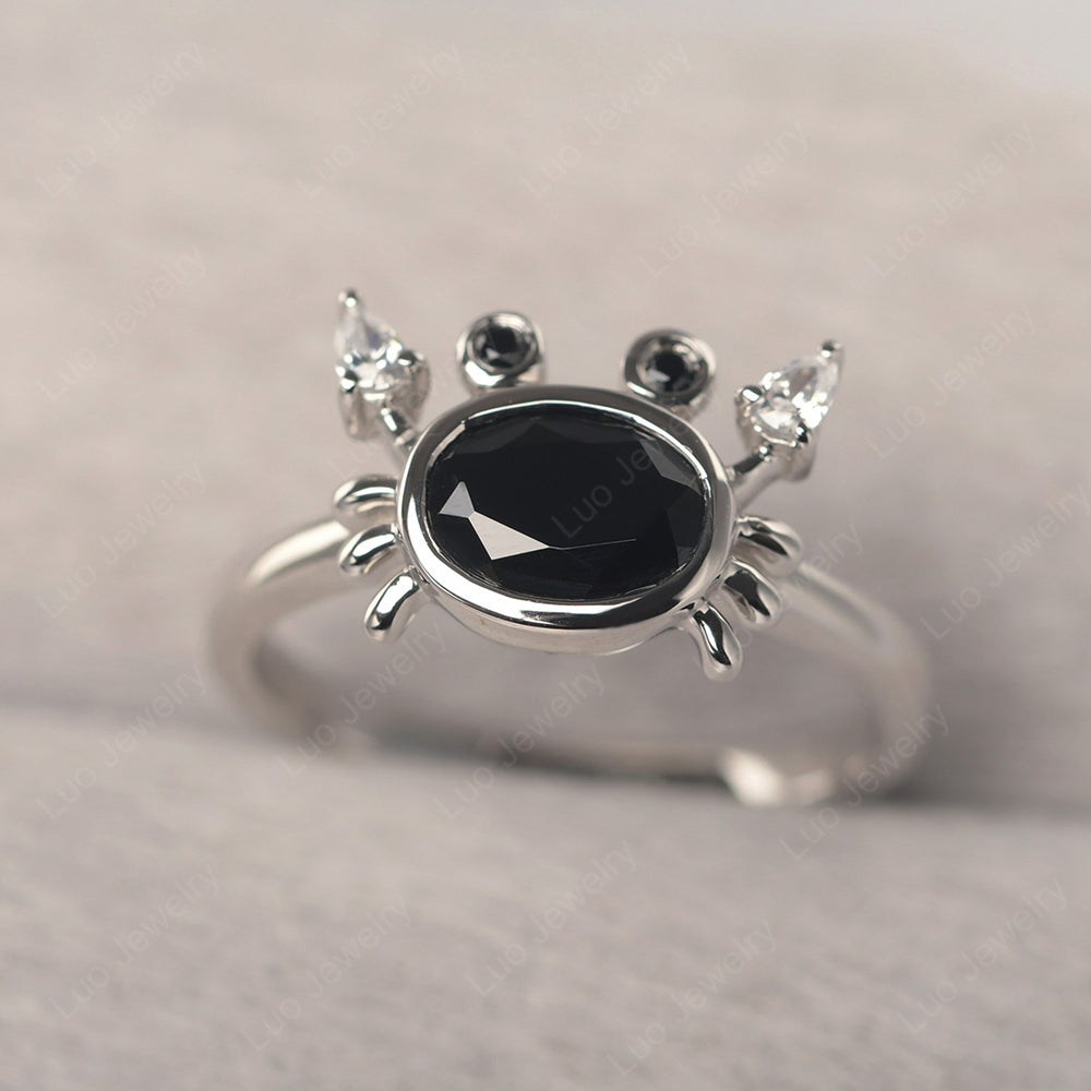 Crab Black Spinel Engagement Ring Sterling Silver - LUO Jewelry