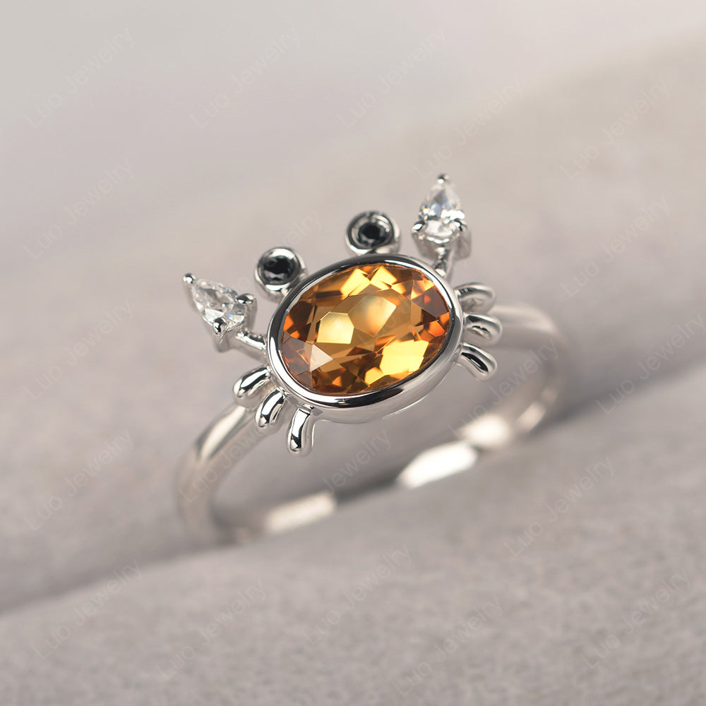 Crab Citrine Engagement Ring Sterling Silver - LUO Jewelry