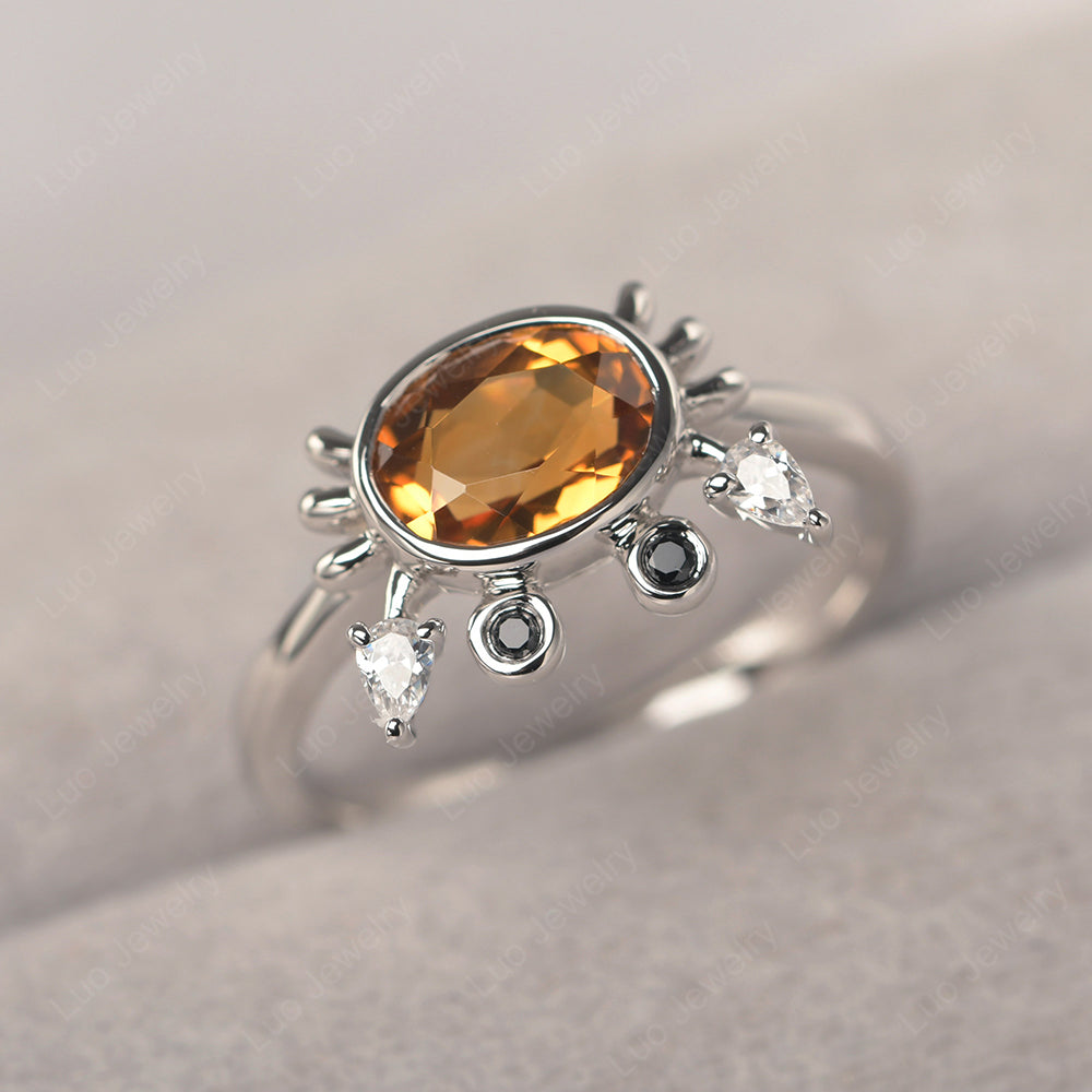 Crab Citrine Engagement Ring Sterling Silver - LUO Jewelry