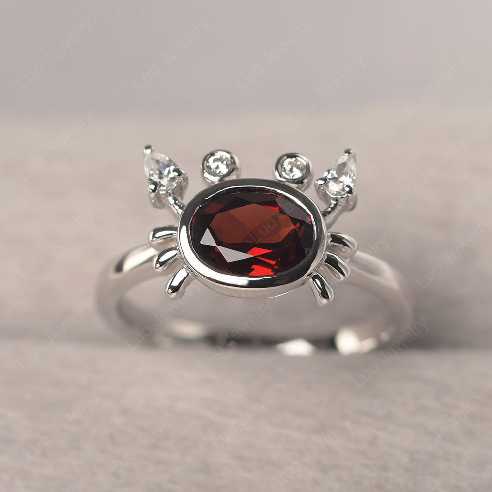 Crab Garnet Engagement Ring Sterling Silver - LUO Jewelry