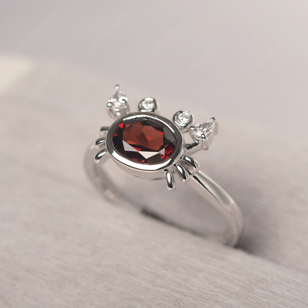 Crab Garnet Engagement Ring Sterling Silver - LUO Jewelry