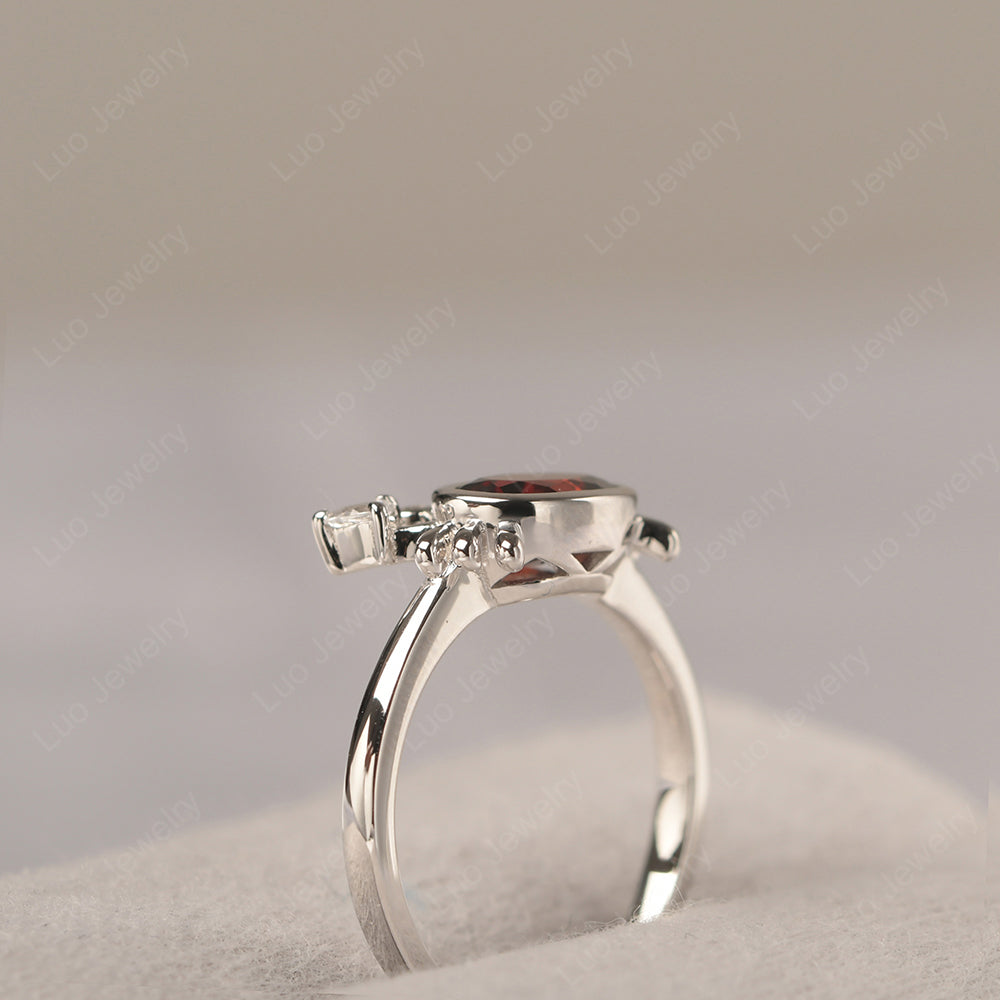 Crab Garnet Engagement Ring Sterling Silver - LUO Jewelry