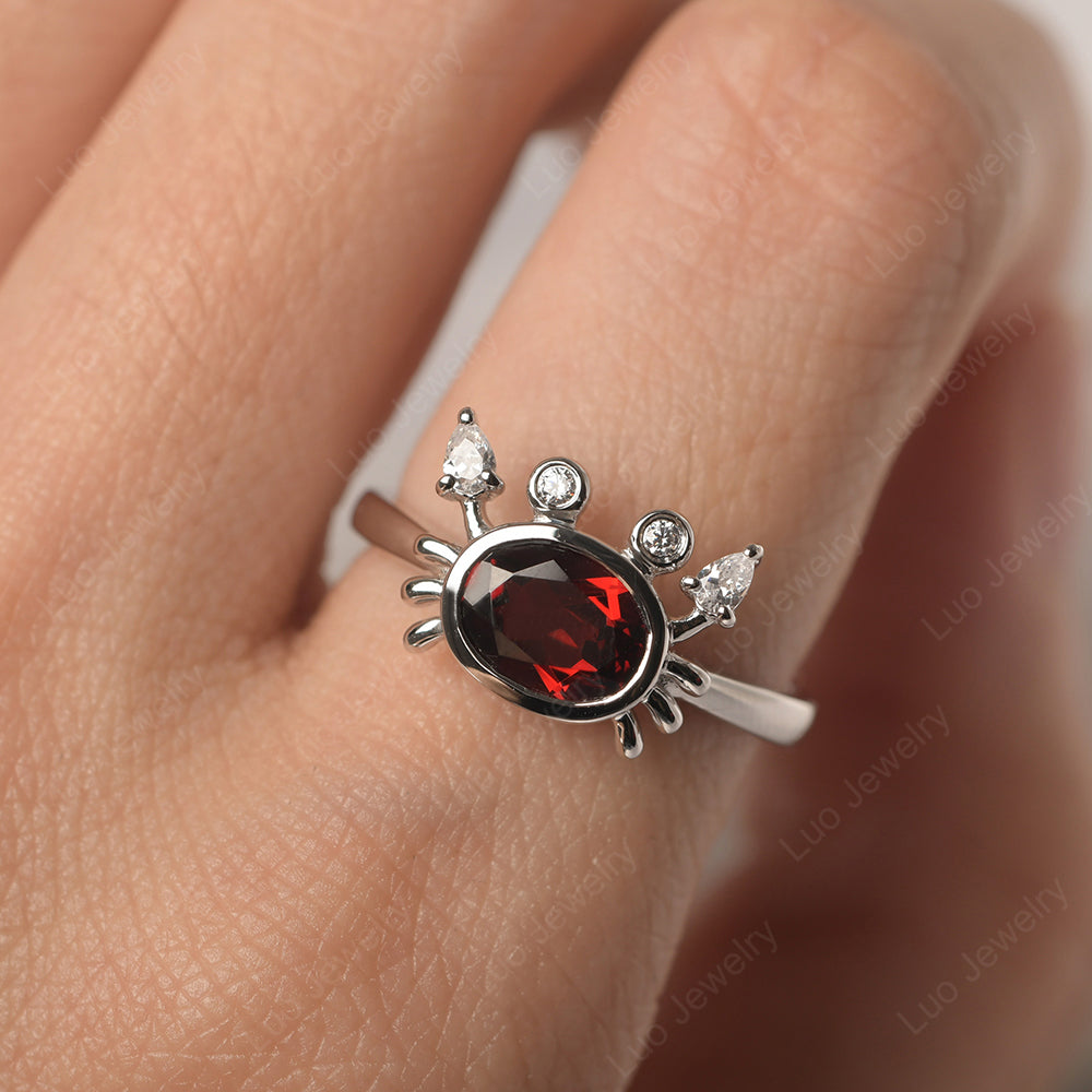 Crab Garnet Engagement Ring Sterling Silver - LUO Jewelry