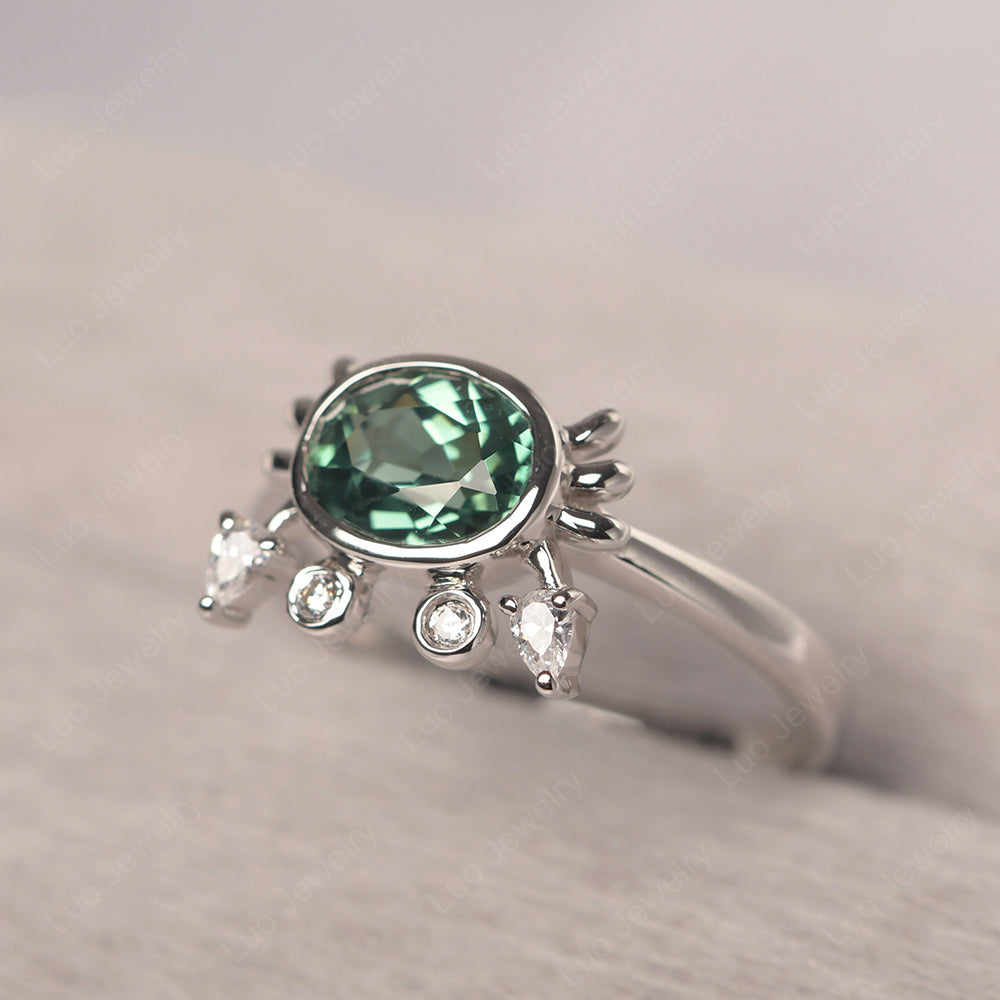 Crab Green Sapphire Engagement Ring Sterling Silver - LUO Jewelry