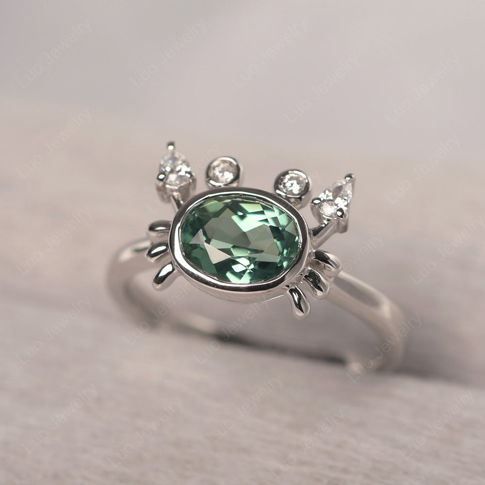 Crab Green Sapphire Engagement Ring Sterling Silver - LUO Jewelry