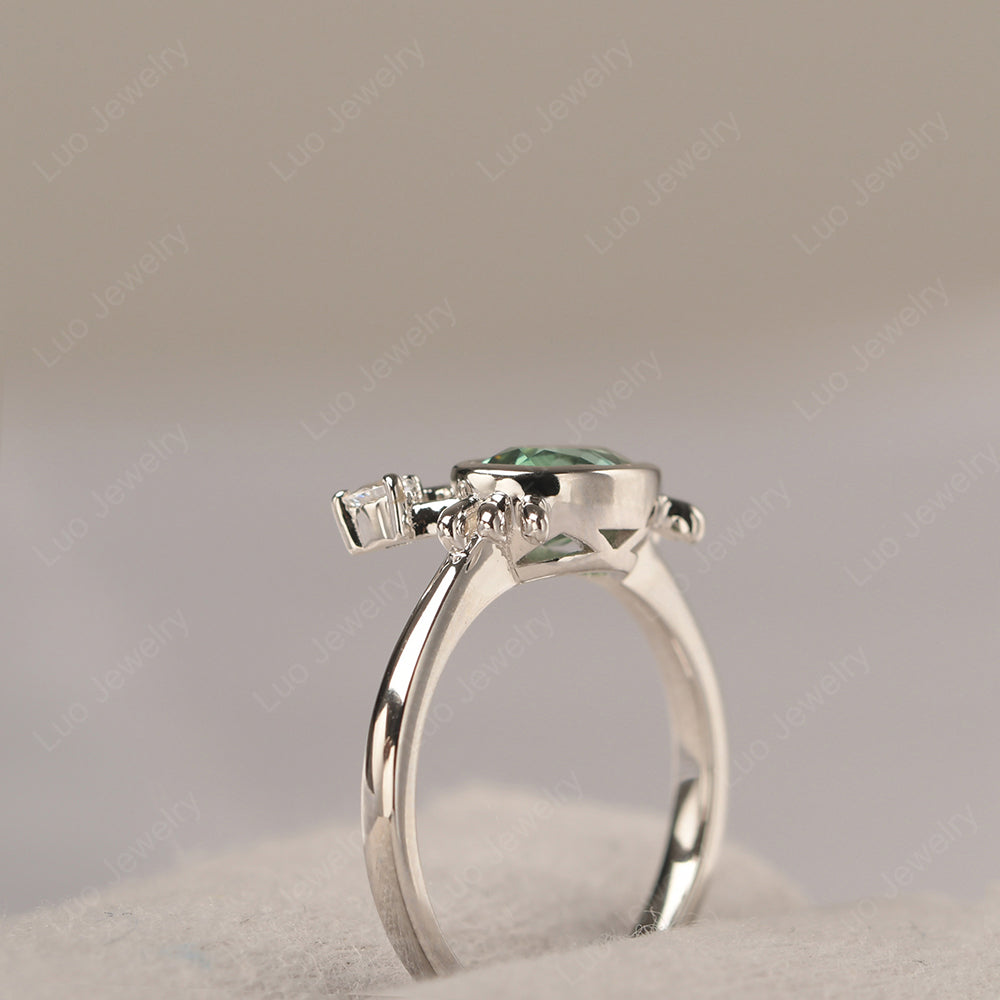 Crab Green Sapphire Engagement Ring Sterling Silver - LUO Jewelry