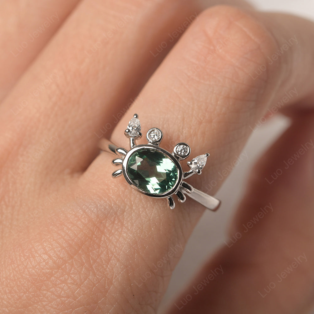Crab Green Sapphire Engagement Ring Sterling Silver - LUO Jewelry
