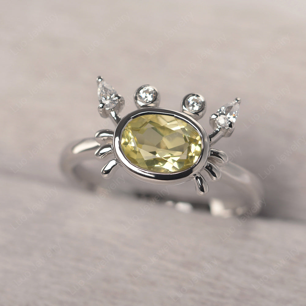 Crab Lemon Quartz Engagement Ring Sterling Silver - LUO Jewelry