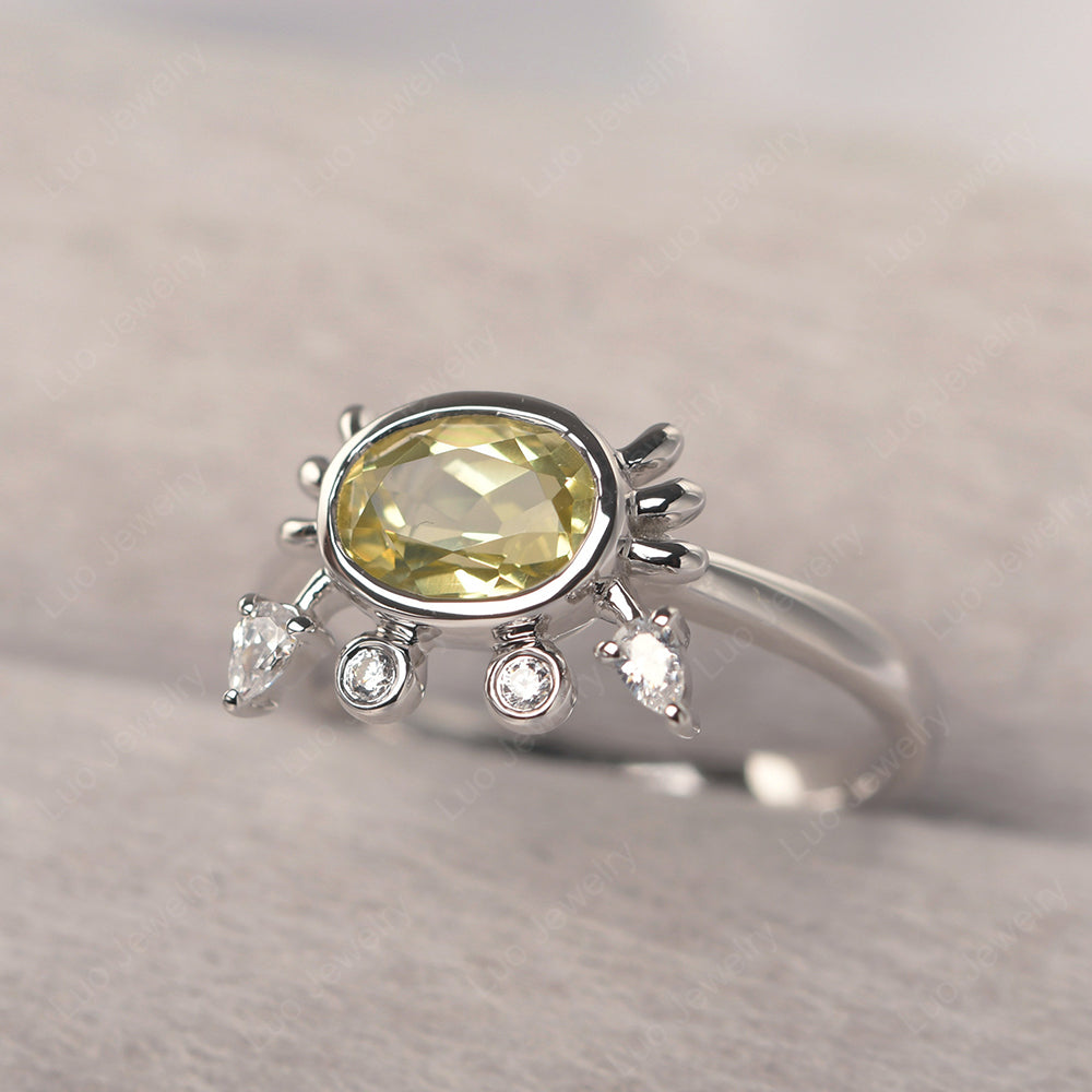 Crab Lemon Quartz Engagement Ring Sterling Silver - LUO Jewelry