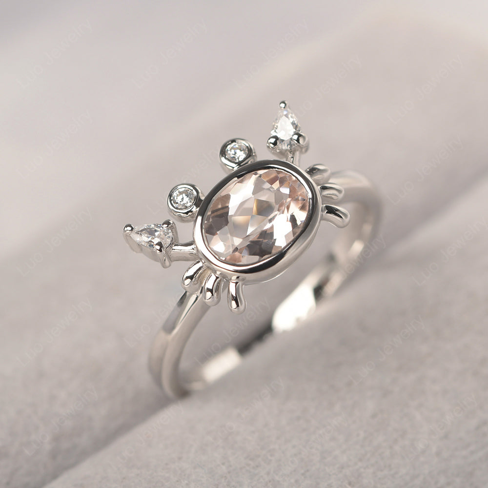 Crab Morganite Engagement Ring Sterling Silver - LUO Jewelry