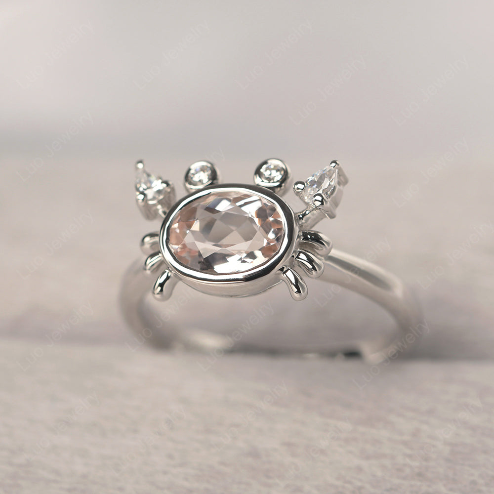 Crab Morganite Engagement Ring Sterling Silver - LUO Jewelry