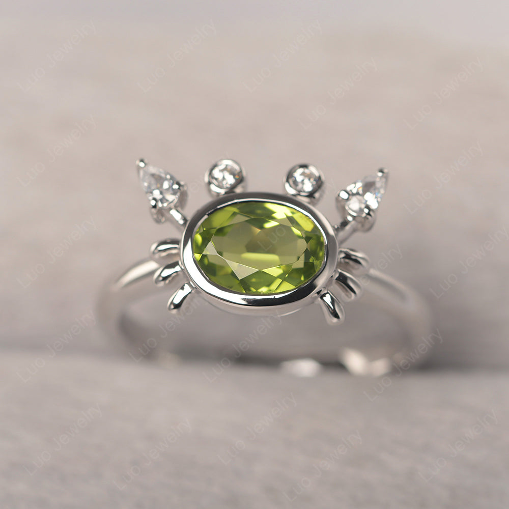 Crab Peridot Engagement Ring Sterling Silver - LUO Jewelry