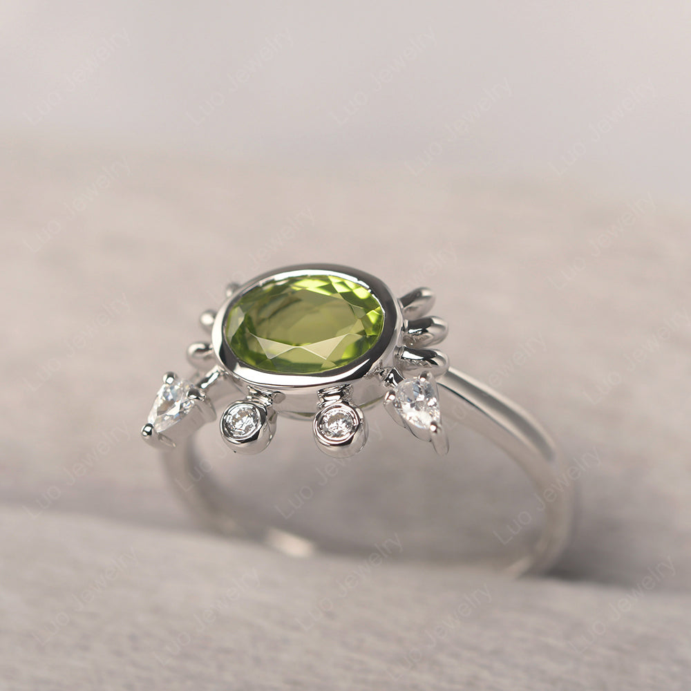 Crab Peridot Engagement Ring Sterling Silver - LUO Jewelry