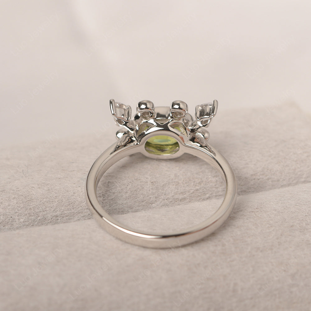 Crab Peridot Engagement Ring Sterling Silver - LUO Jewelry