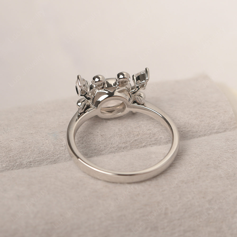 Crab Rose Quartz Engagement Ring Sterling Silver - LUO Jewelry