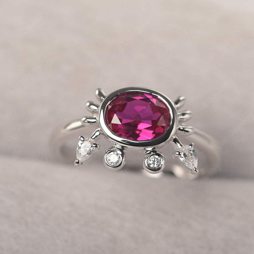 Crab Ruby Engagement Ring Sterling Silver - LUO Jewelry