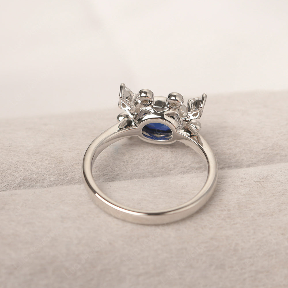 Crab Lab Sapphire Engagement Ring Sterling Silver - LUO Jewelry