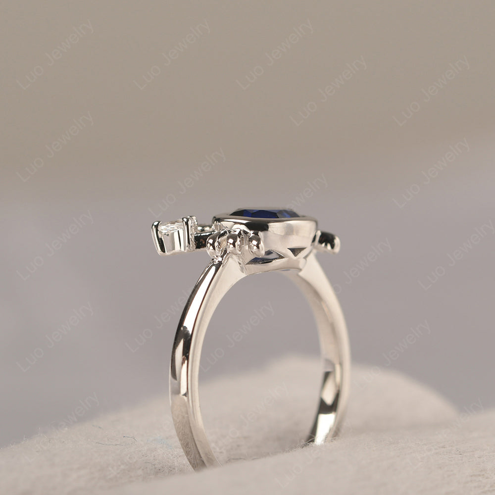 Crab Lab Sapphire Engagement Ring Sterling Silver - LUO Jewelry