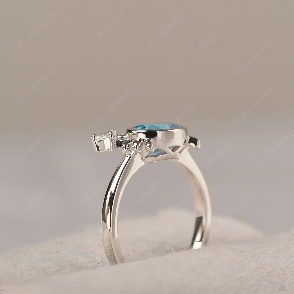 Crab Swiss Blue Topaz Engagement Ring Sterling Silver - LUO Jewelry