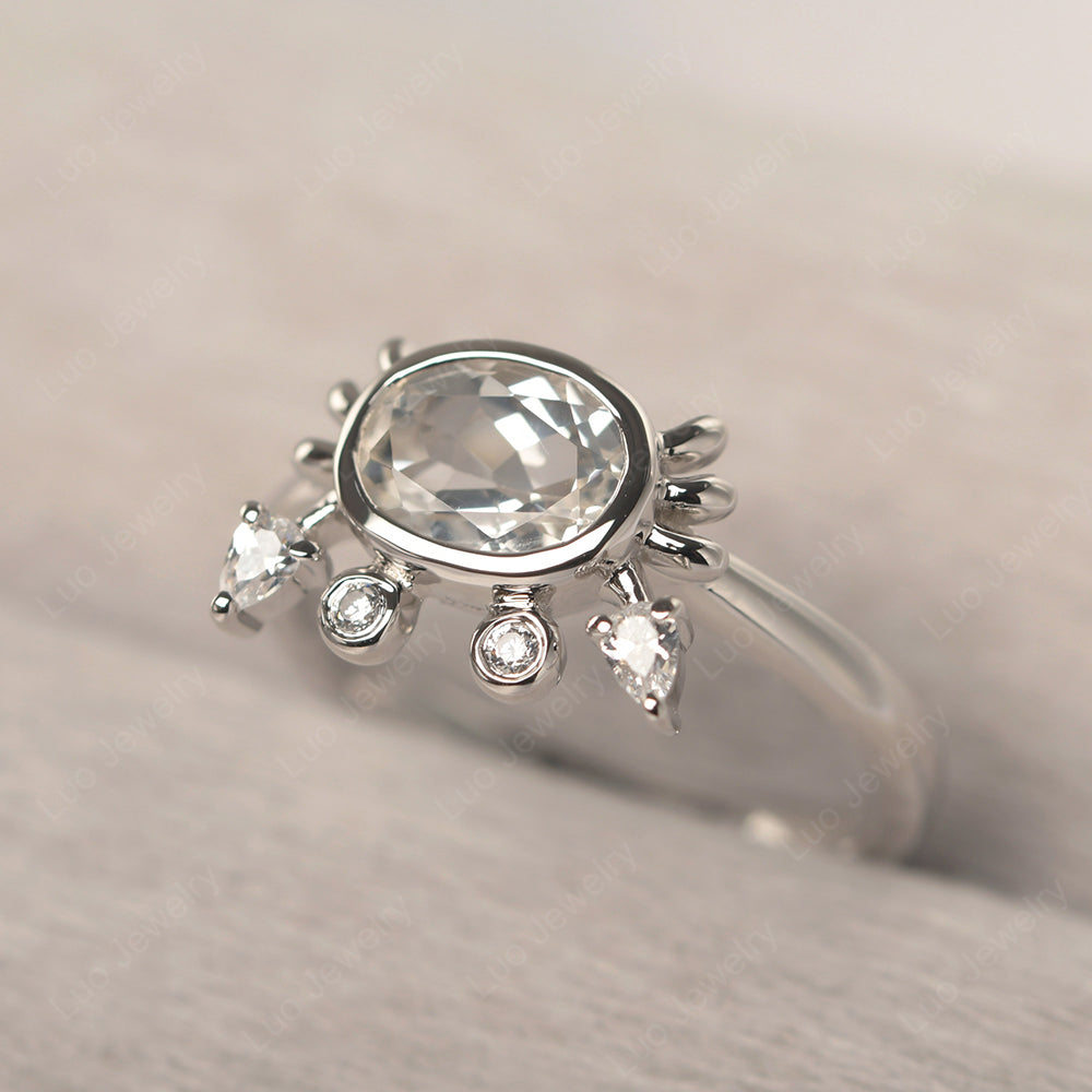 Crab White Topaz Engagement Ring Sterling Silver - LUO Jewelry
