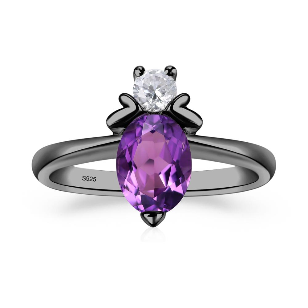 Amethyst Nature Inspired Bee Ring - LUO Jewelry #metal_black finish sterling silver