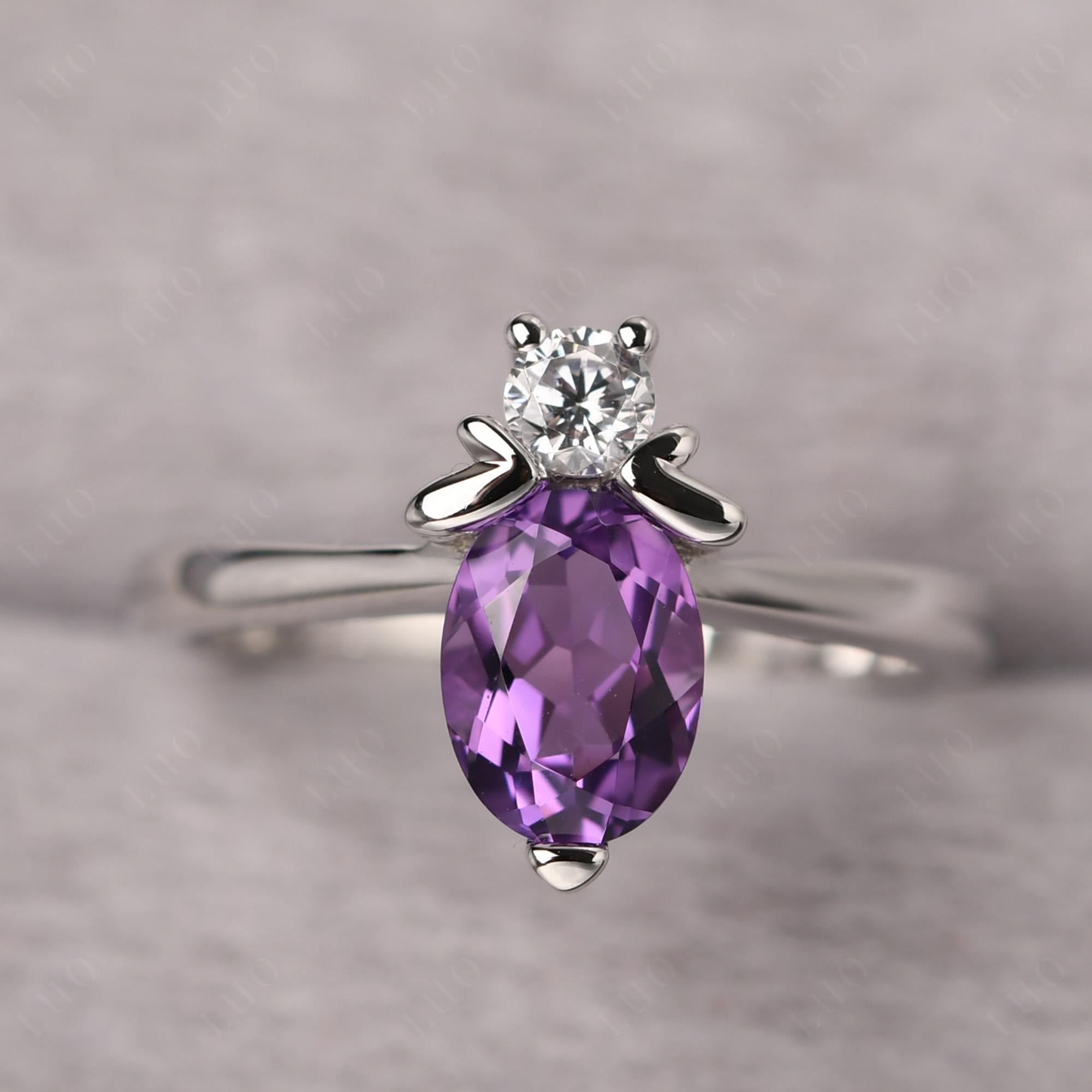 Amethyst Nature Inspired Bee Ring - LUO Jewelry