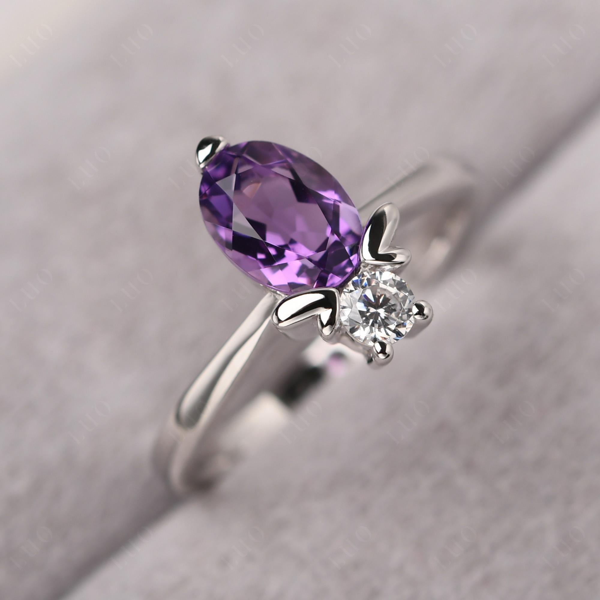 Amethyst Nature Inspired Bee Ring - LUO Jewelry