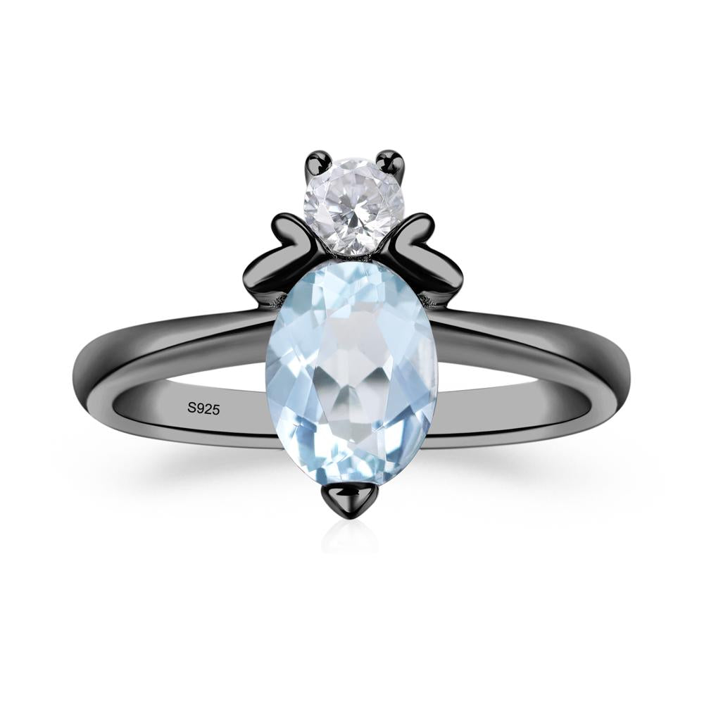 Aquamarine Nature Inspired Bee Ring - LUO Jewelry #metal_black finish sterling silver