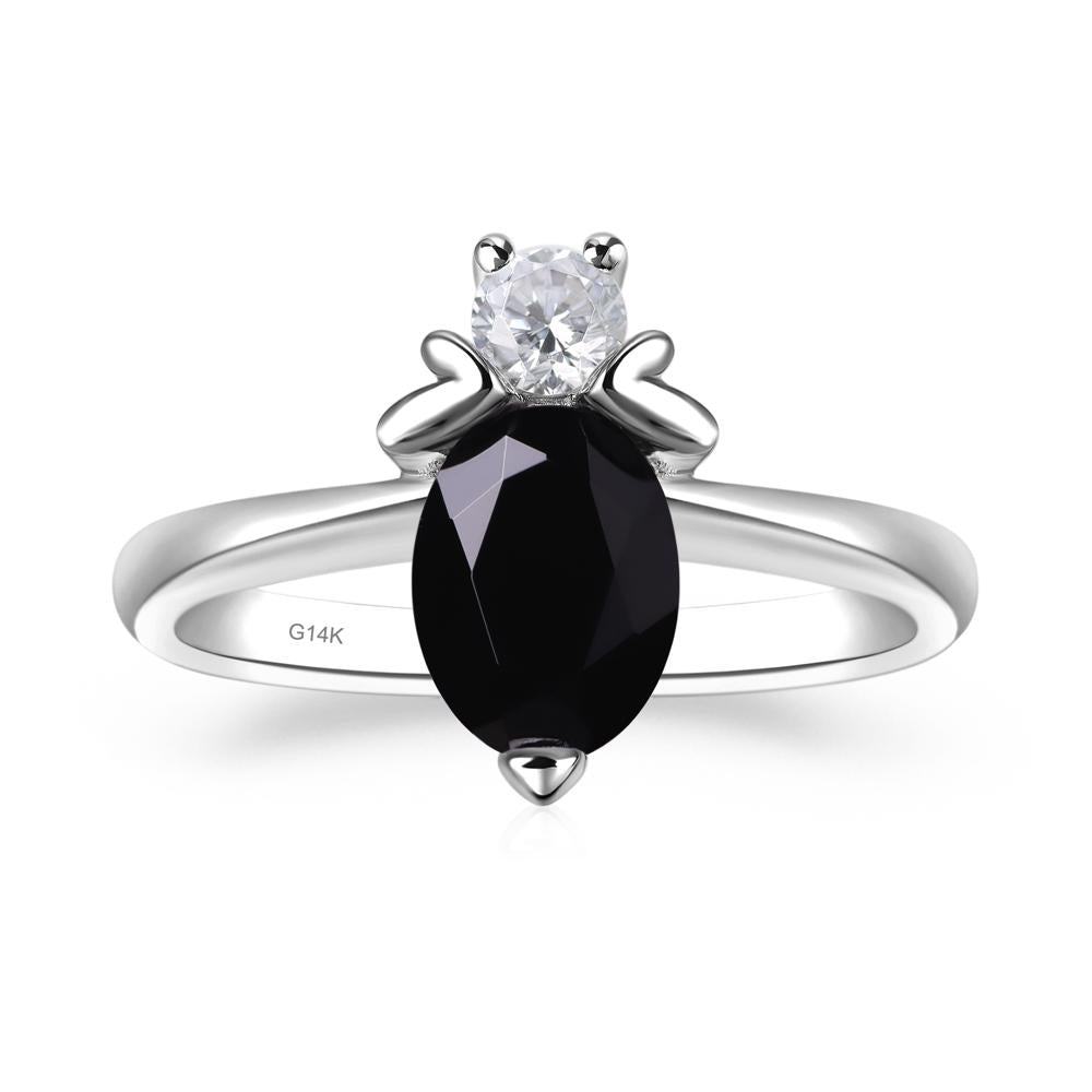 Black Stone Nature Inspired Bee Ring - LUO Jewelry #metal_14k white gold