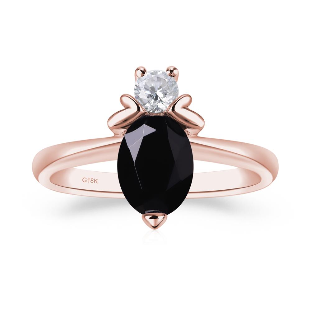 Black Stone Nature Inspired Bee Ring - LUO Jewelry #metal_18k rose gold